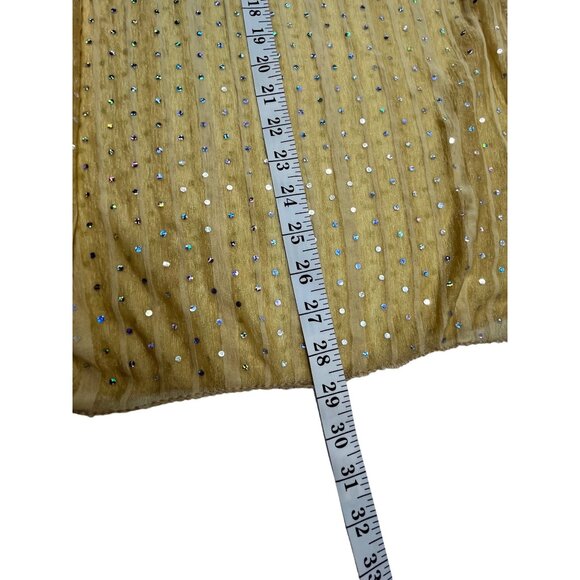 Golden Polka Dot Scarf - Shiny Mustard Yellow Wrap For All Seasons - Lightweight - Picture 5 of 5